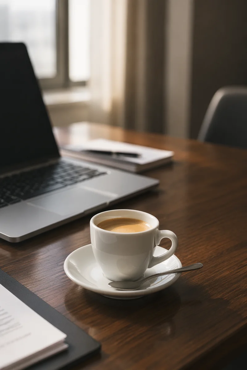 Elegant Espresso Cup on Executive Desk