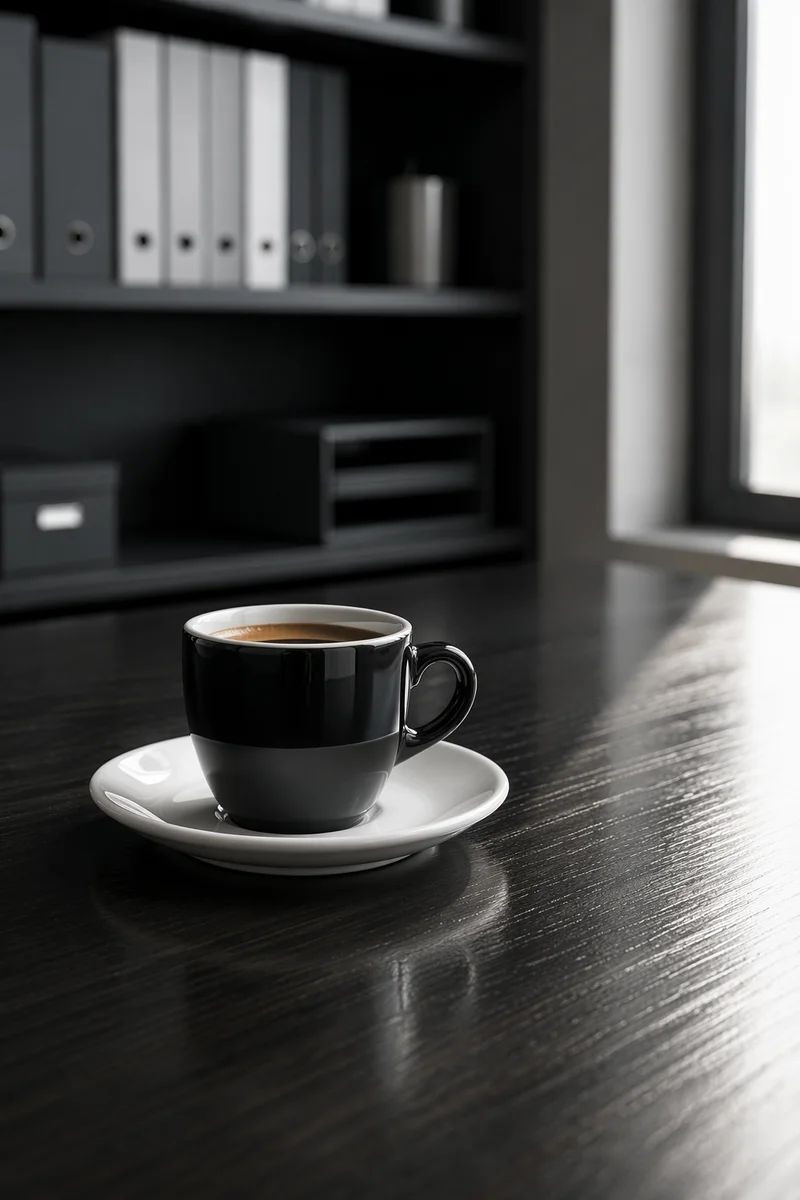 Elegant Espresso Cup on Office Desk