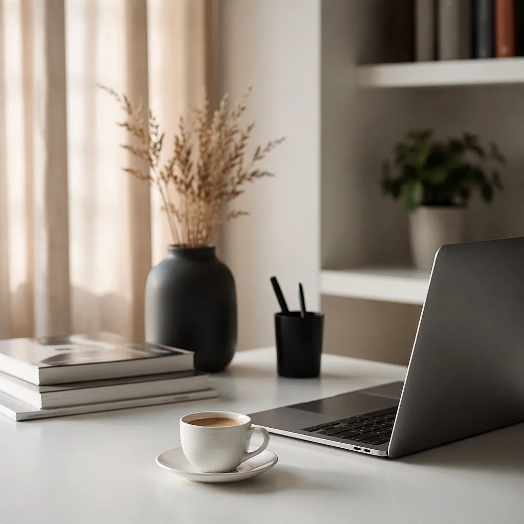 Elegant Espresso Cup on Minimal Business Desk