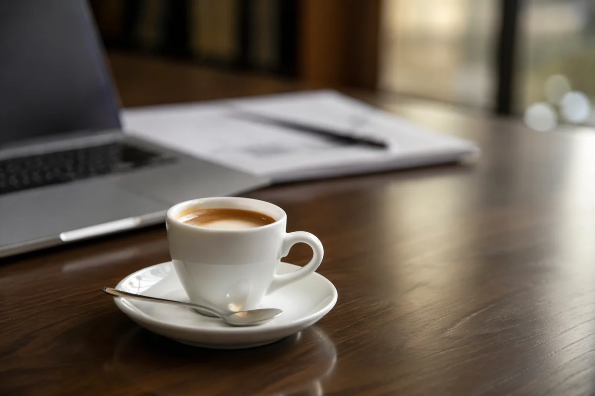 Elegant Espresso Cup on Executive Desk