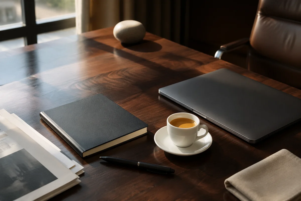 Elegant Espresso Cup on Executive Desk