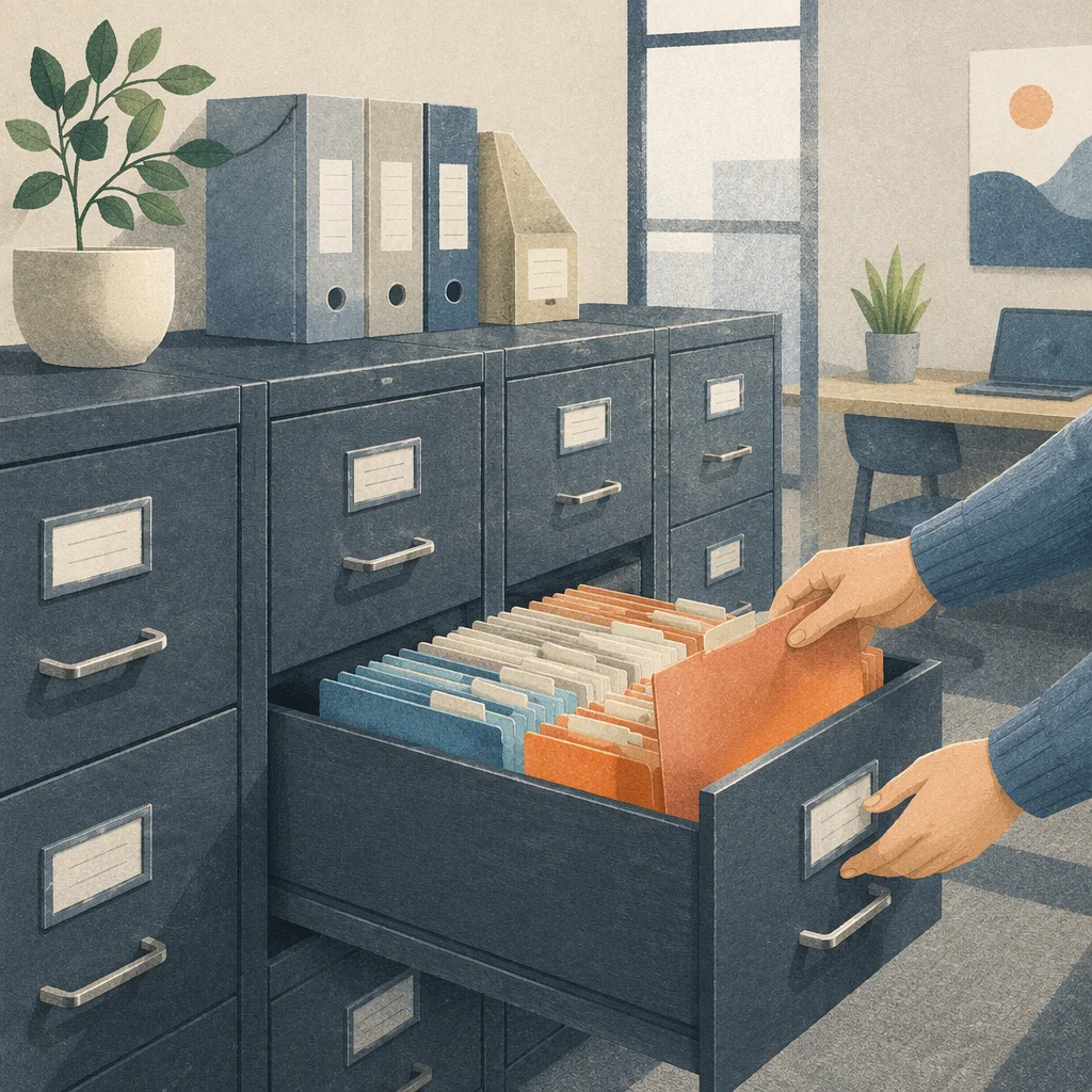 Organized File Cabinets in Modern Office