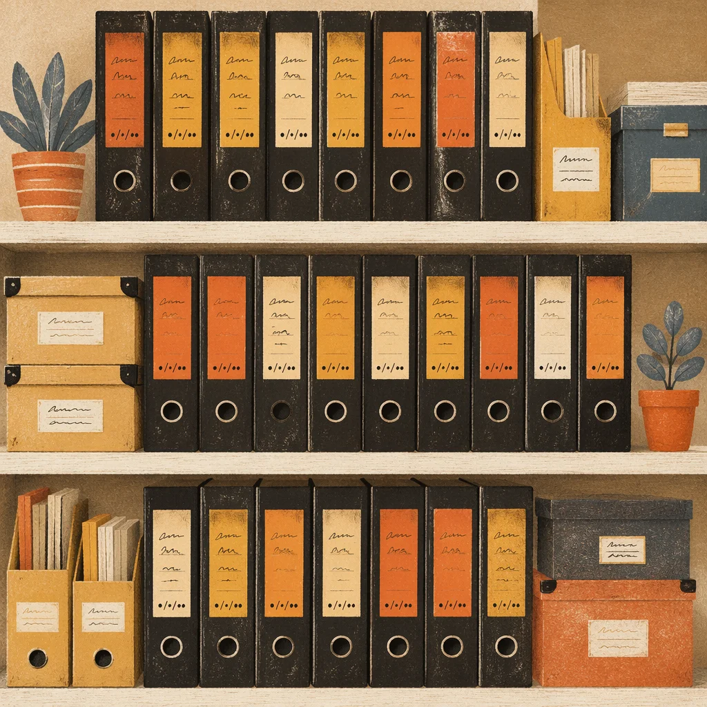 Organized Office File Cabinet Shelf Display