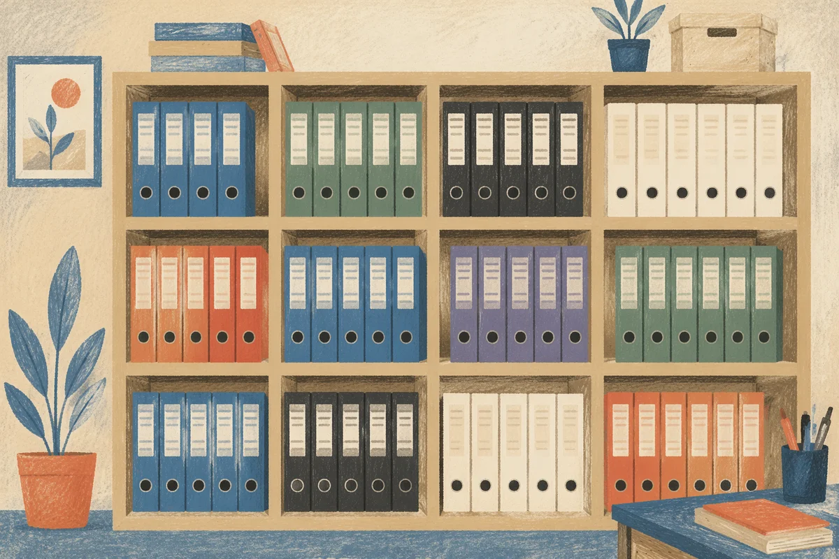 Organized Office Binder Storage Wall