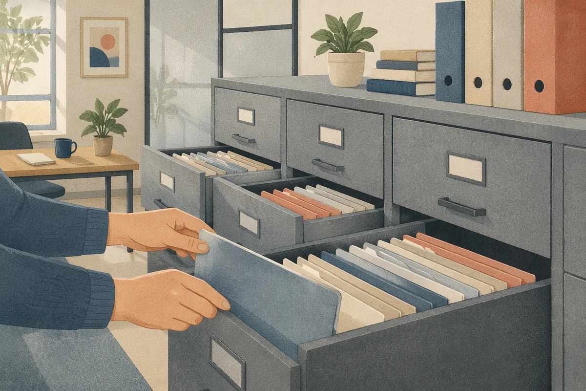Organized File Cabinets in Modern Office