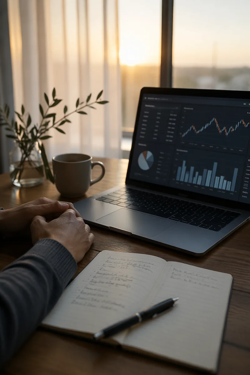 Morning Financial Analytics in Modern Office