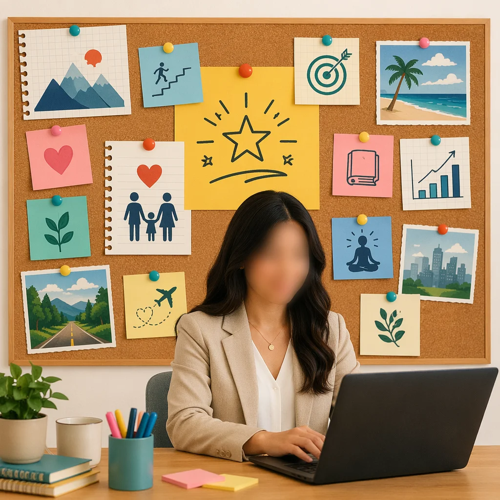Goal Setting Vision Board in Modern Office