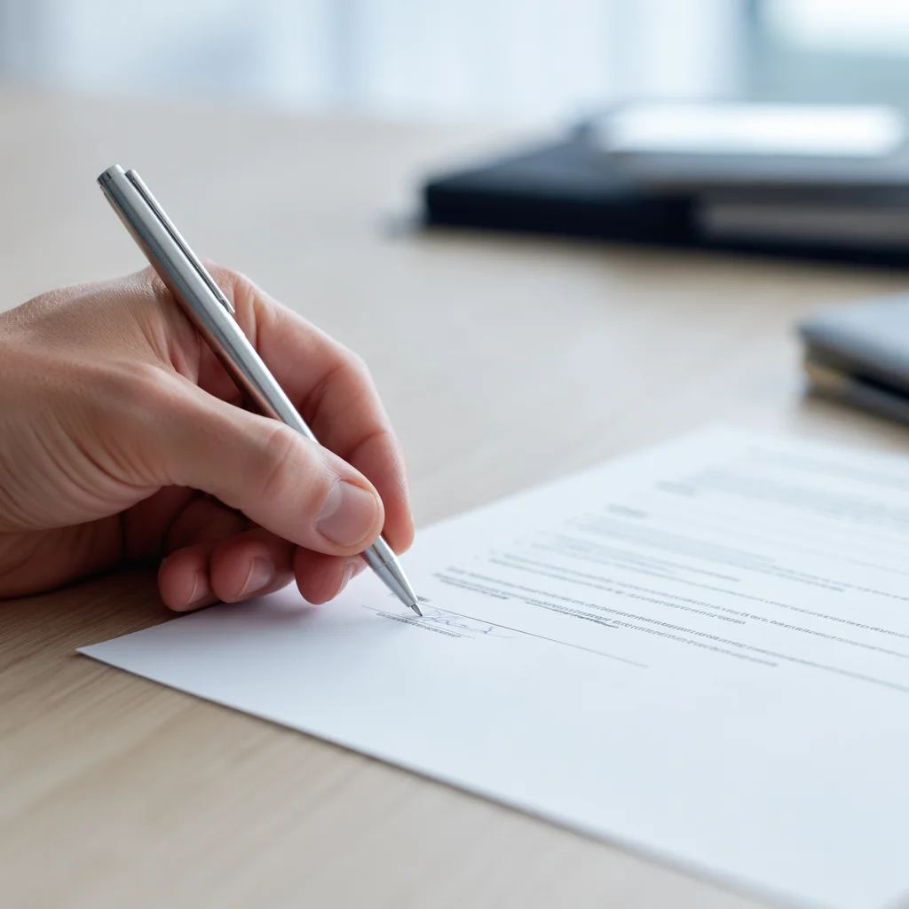 Hand Signing Business Contract with Pen