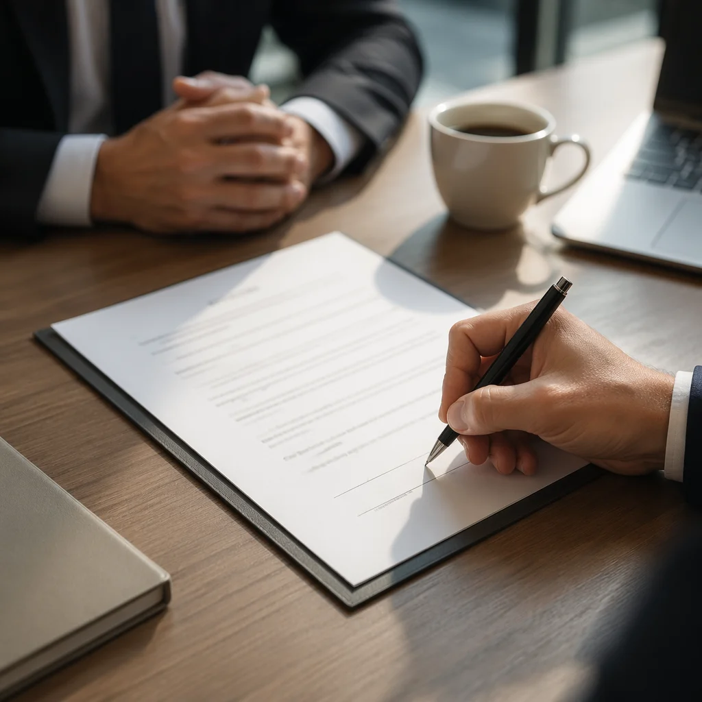 Business Contract Signing on Conference Table
