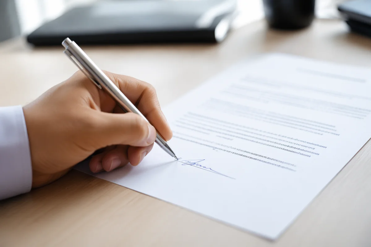 Hand Signing Business Contract With Pen