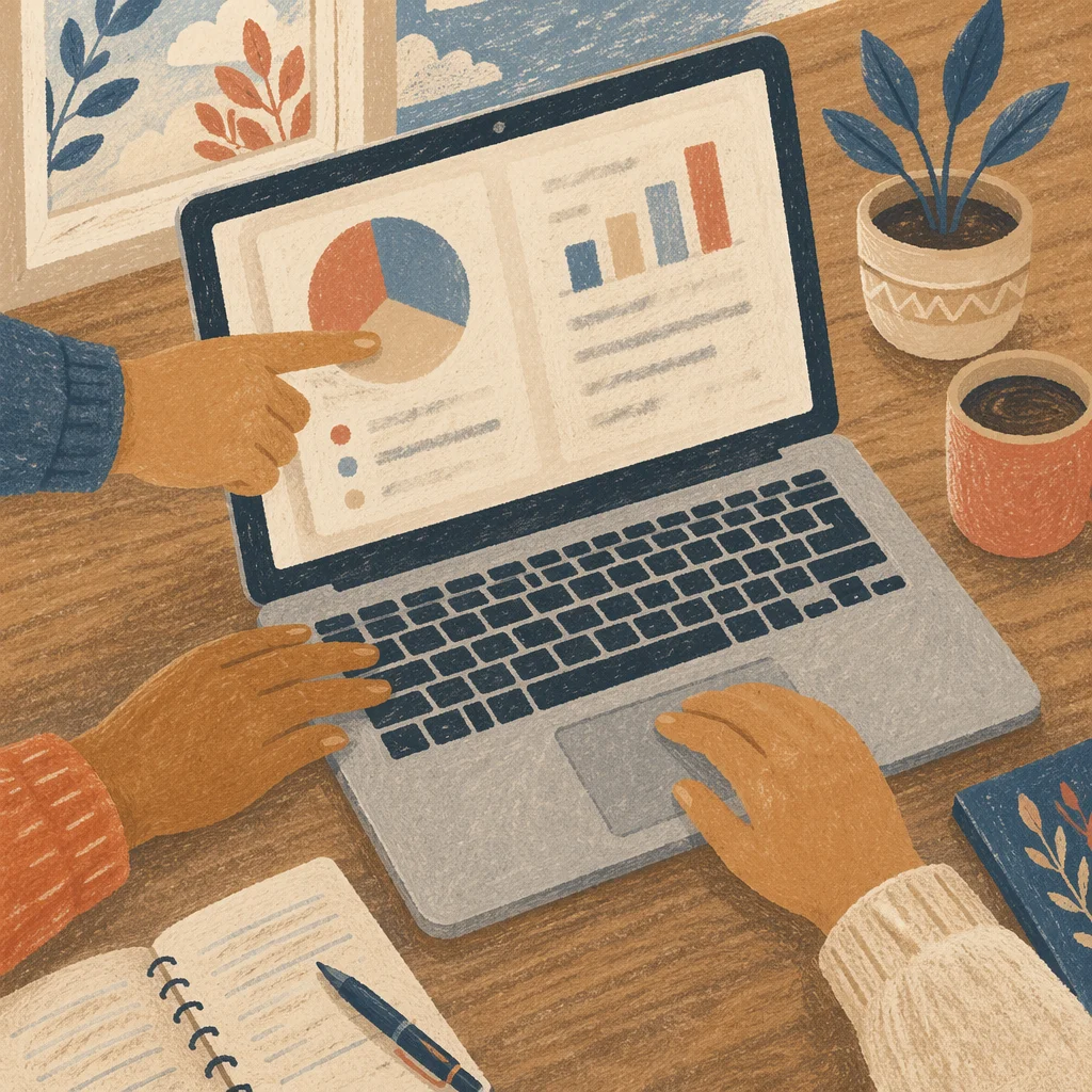 Hands Pointing at Laptop in Team Meeting
