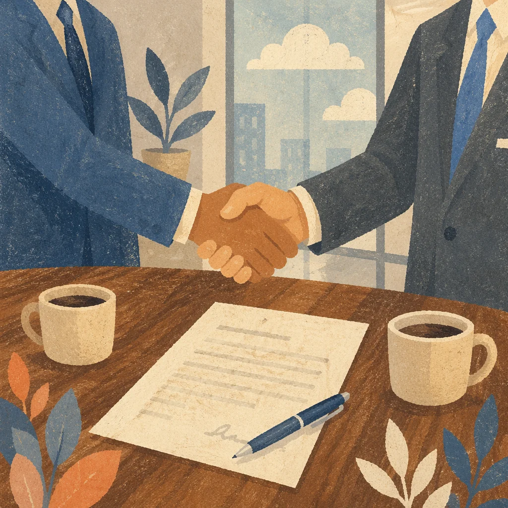 Business Handshake Agreement Over Conference Table
