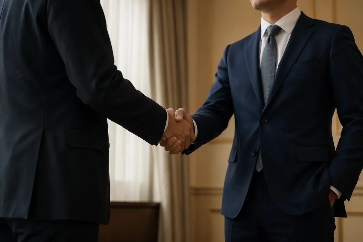 Professional Handshake in Corporate Agreement Meeting
