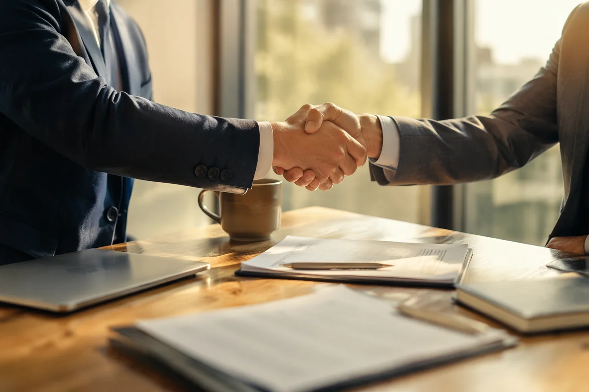 Professional Handshake Closing Business Agreement