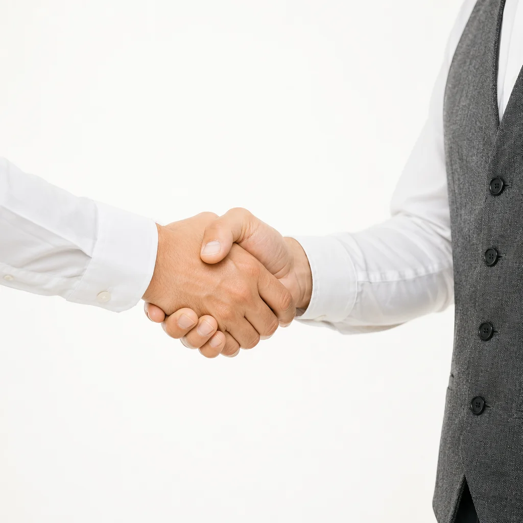 Professional Handshake Agreement in Bright Office
