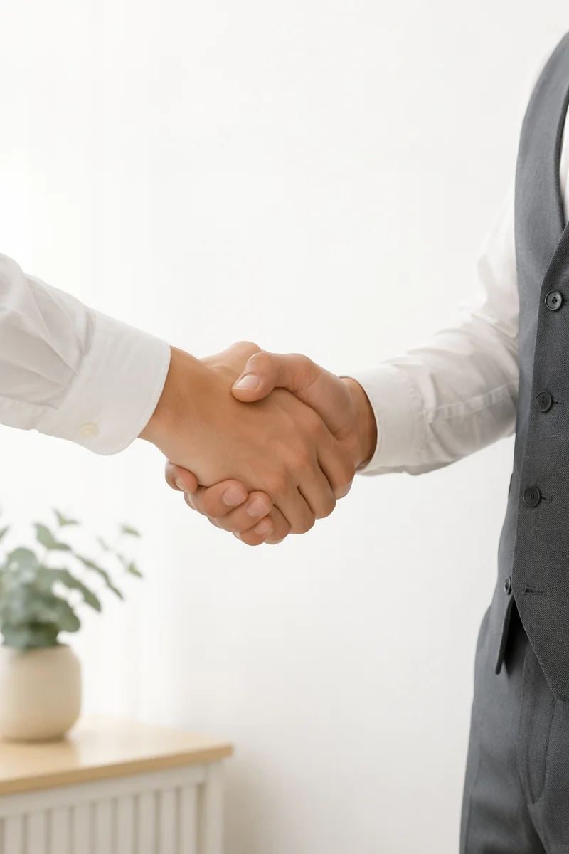 Professional Handshake Agreement in Bright Office