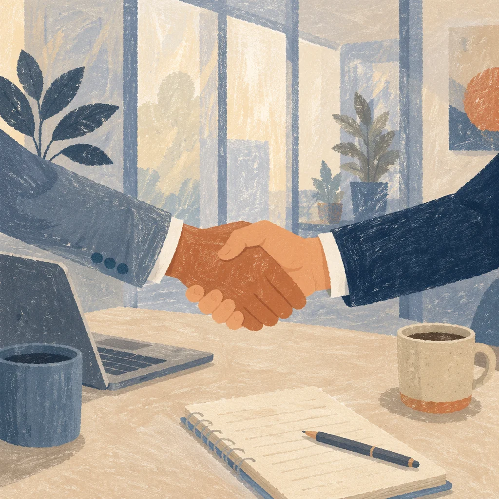Professional Job Interview Handshake in Office