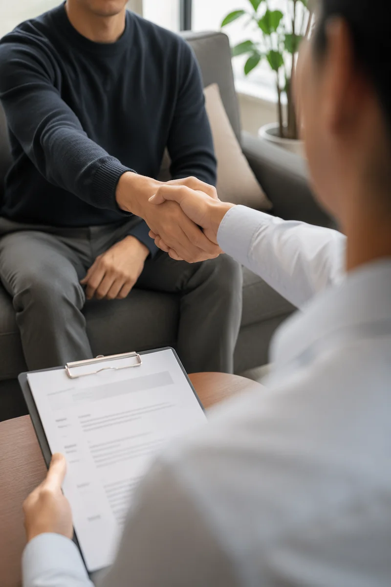 Job Interview Handshake in Modern Office