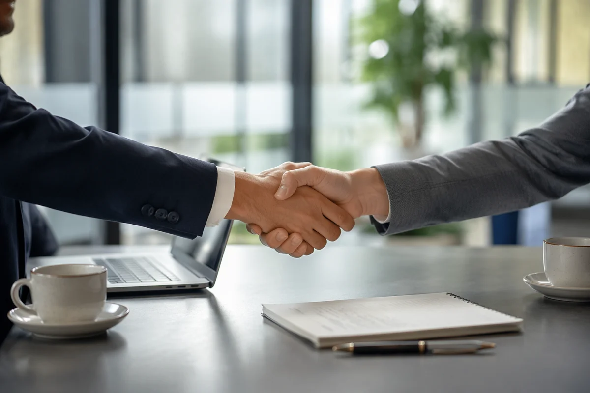 Job Interview Handshake in Modern Office