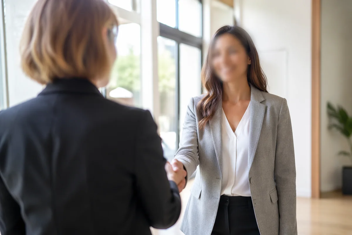 Professional Job Interview Handshake in Modern Office