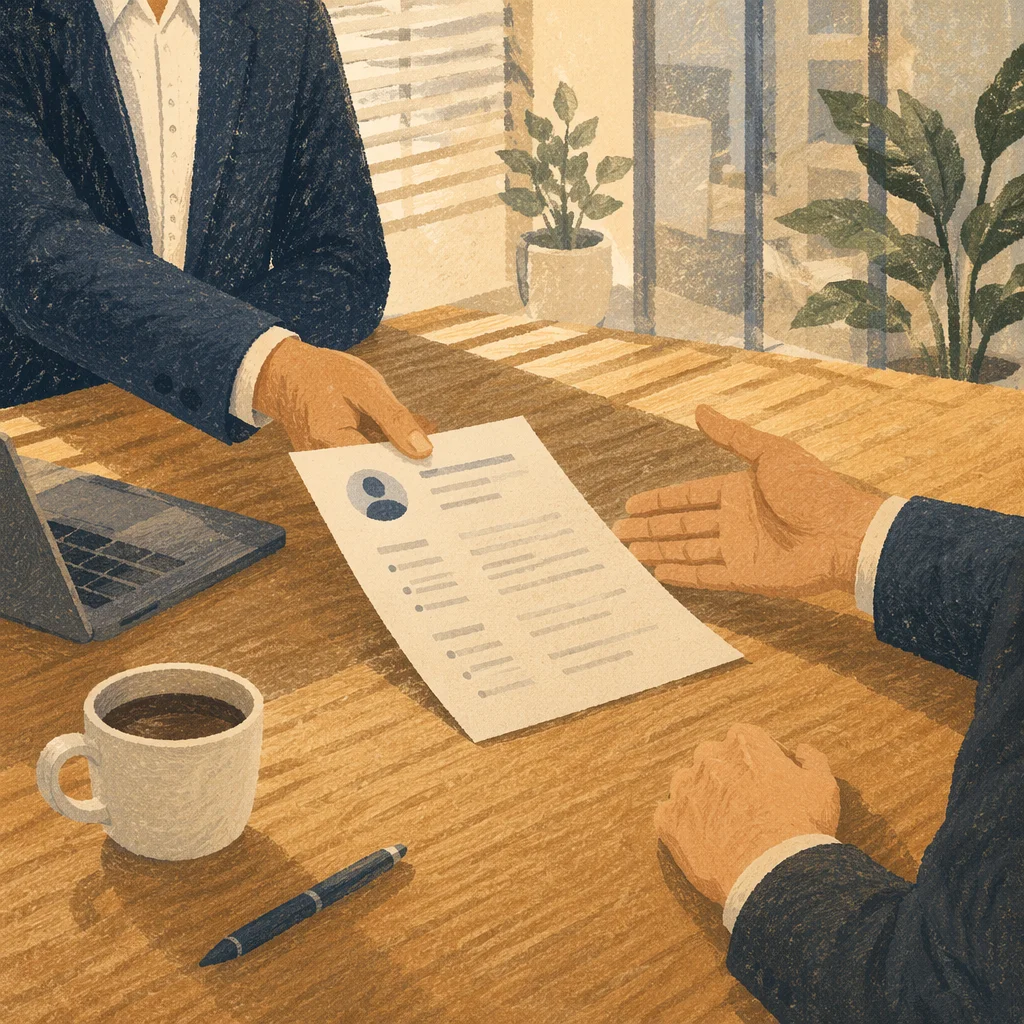 Professional Job Interview Handshake in Office