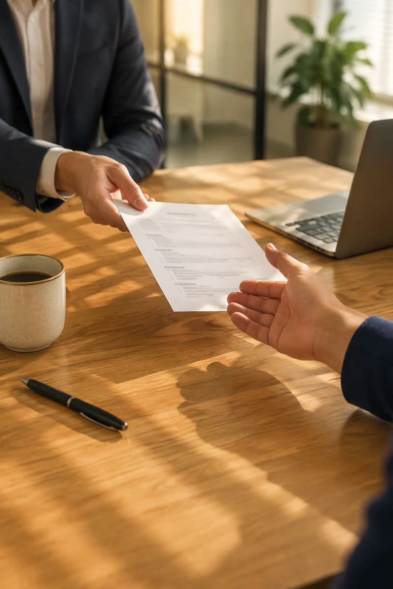 Professional Job Interview Handshake in Office