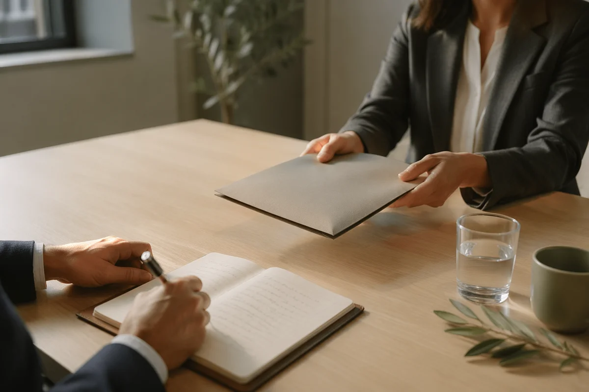 Professional Hiring Conversation in Modern Office