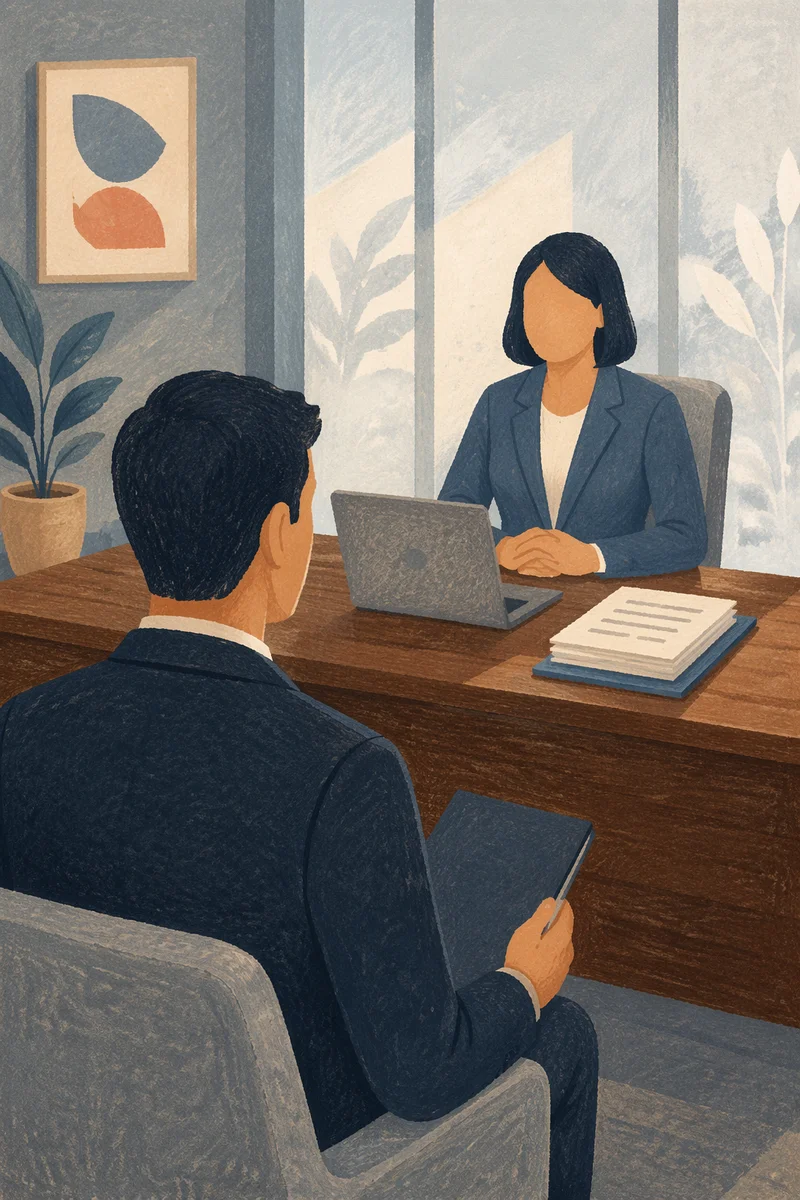 Formal Job Interview Across Office Desk