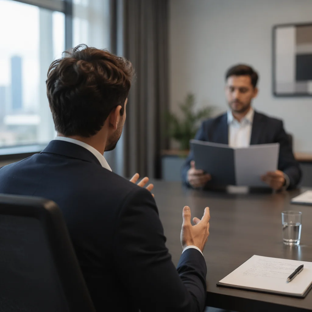 Professional Job Interview Across Office Desk