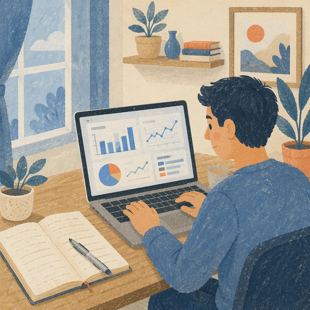 Business Analytics Dashboard on Laptop Workspace