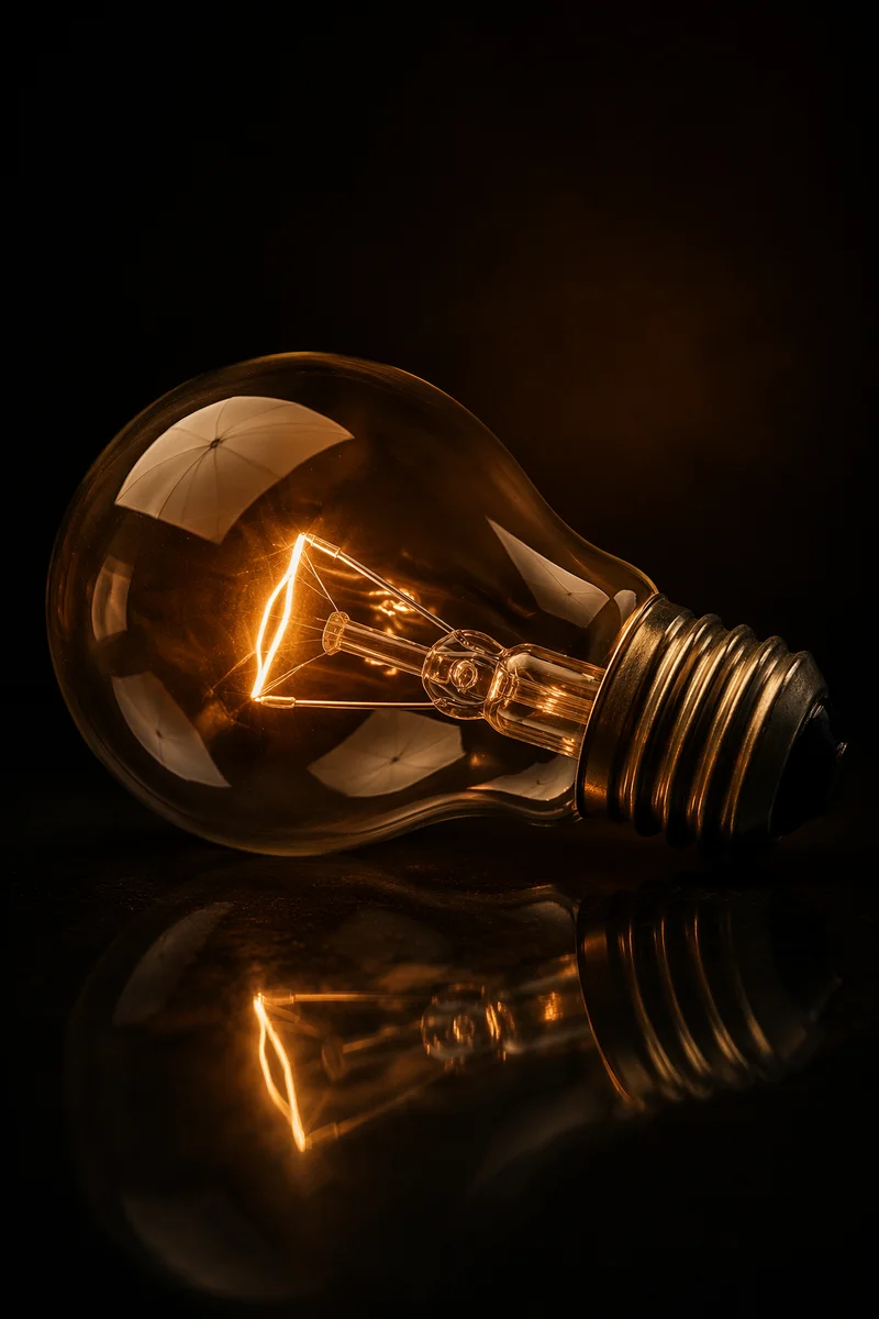 Warm Glowing Lightbulb on Dark Surface