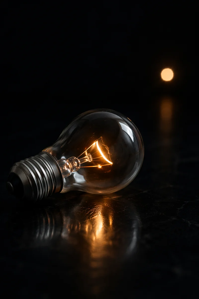 Glowing Lightbulb on Dark Business Background
