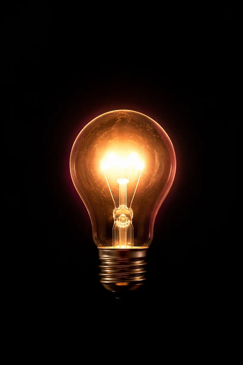 Glowing Lightbulb Business Idea on Dark Background