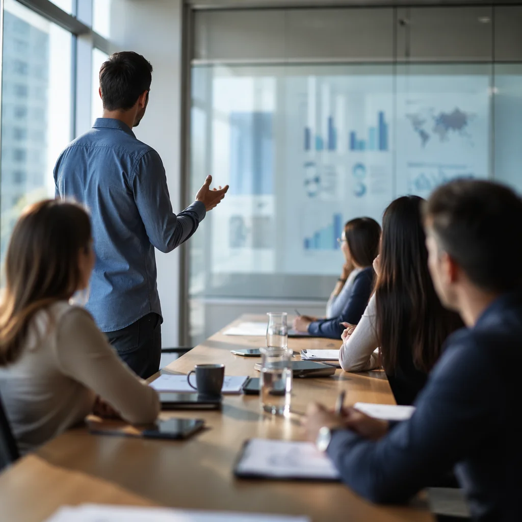 Business Presentation in Modern Conference Room
