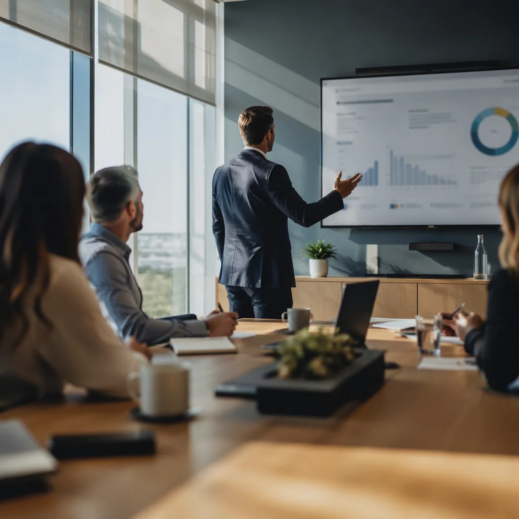 Business Presentation in Modern Conference Room