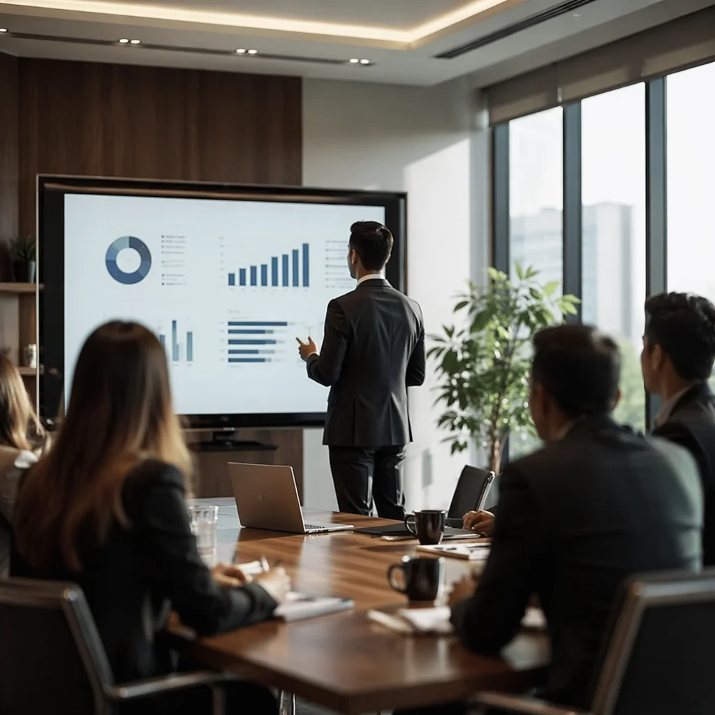 Business Presentation in Modern Conference Room