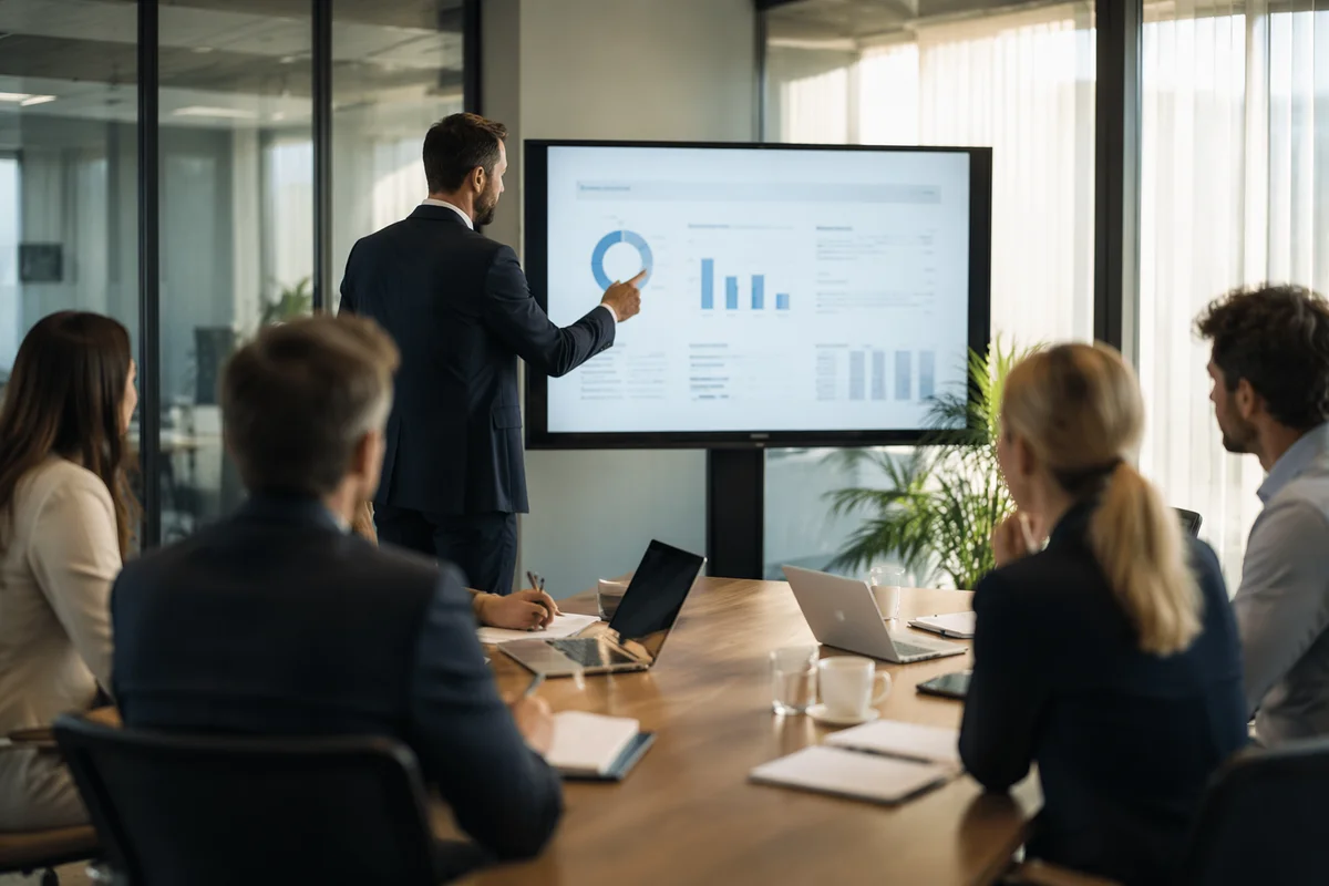 Man Presenting to Team in Conference Room