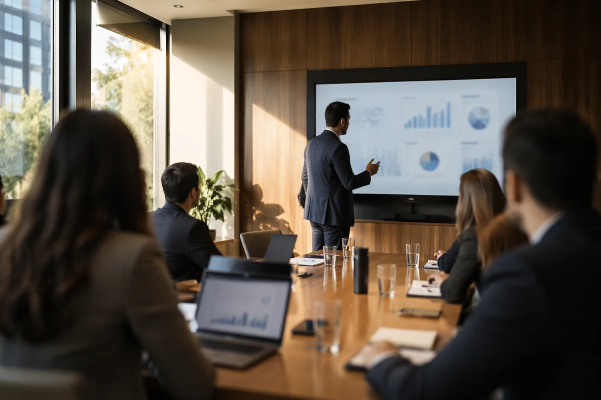 Man Presenting to Team in Conference Room
