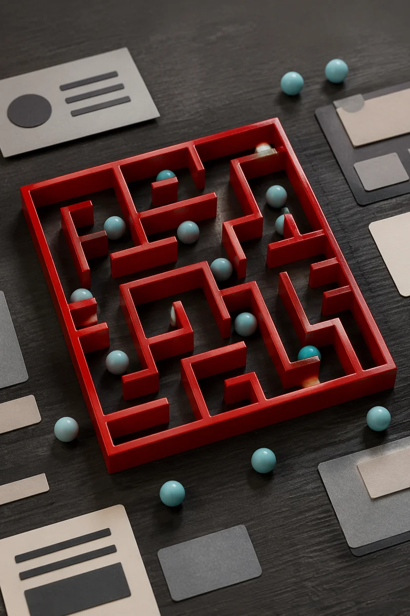 Red Maze Puzzle for Business Strategy