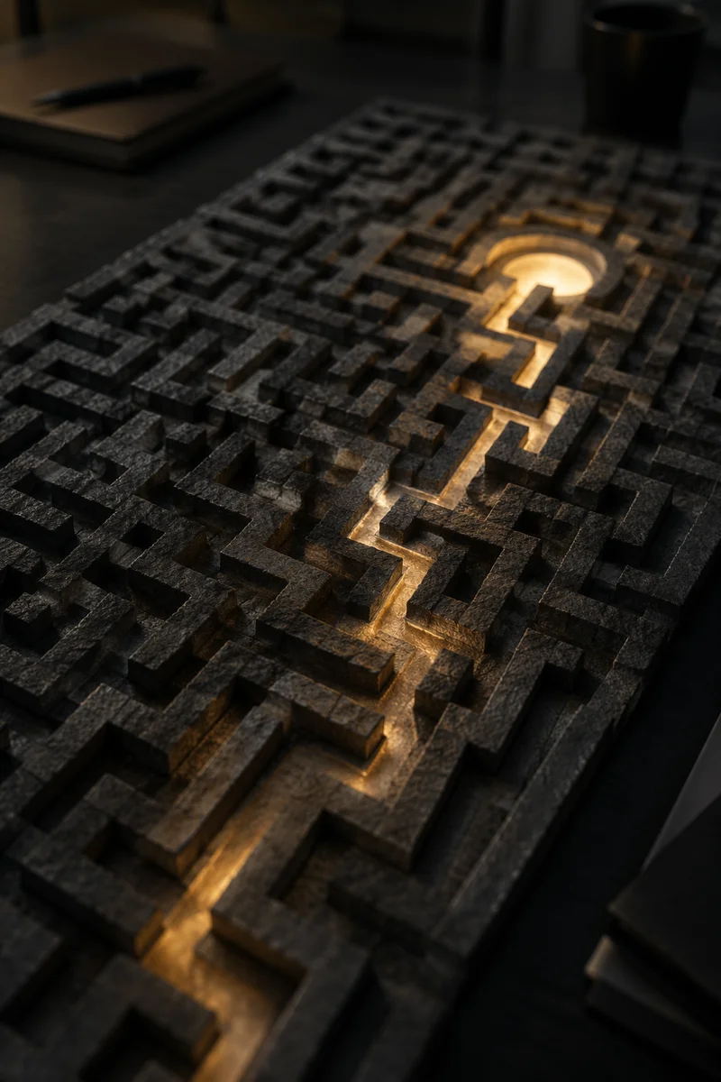 Glowing Maze Puzzle Business Strategy Concept