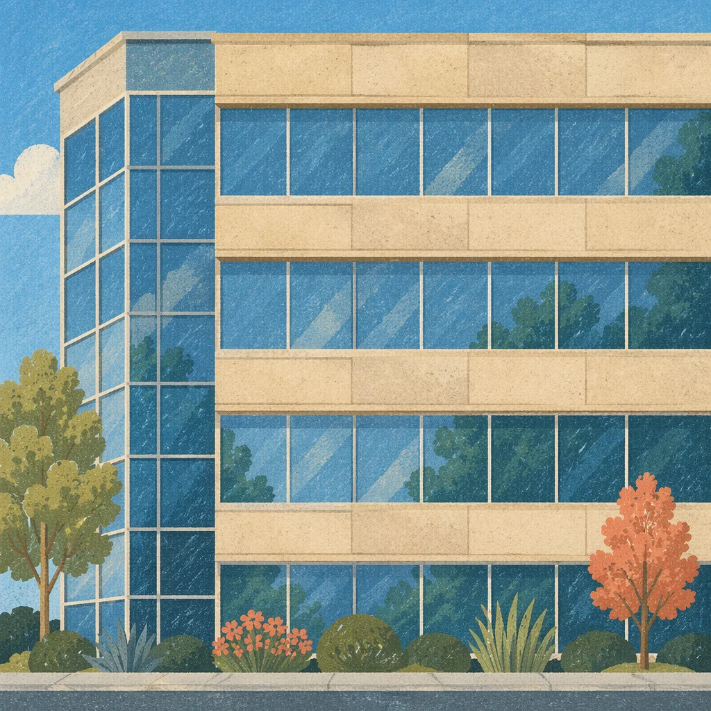 Modern Glass Office Facade in Daylight