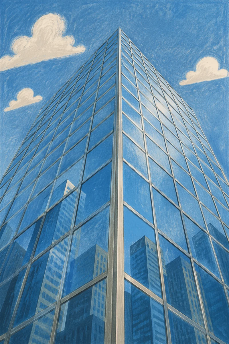 Modern Glass Office Tower Upward Perspective