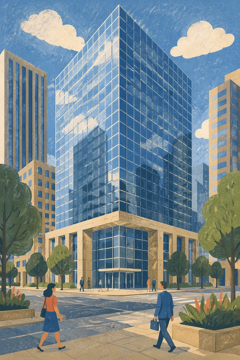 Modern Glass Office Tower Street View