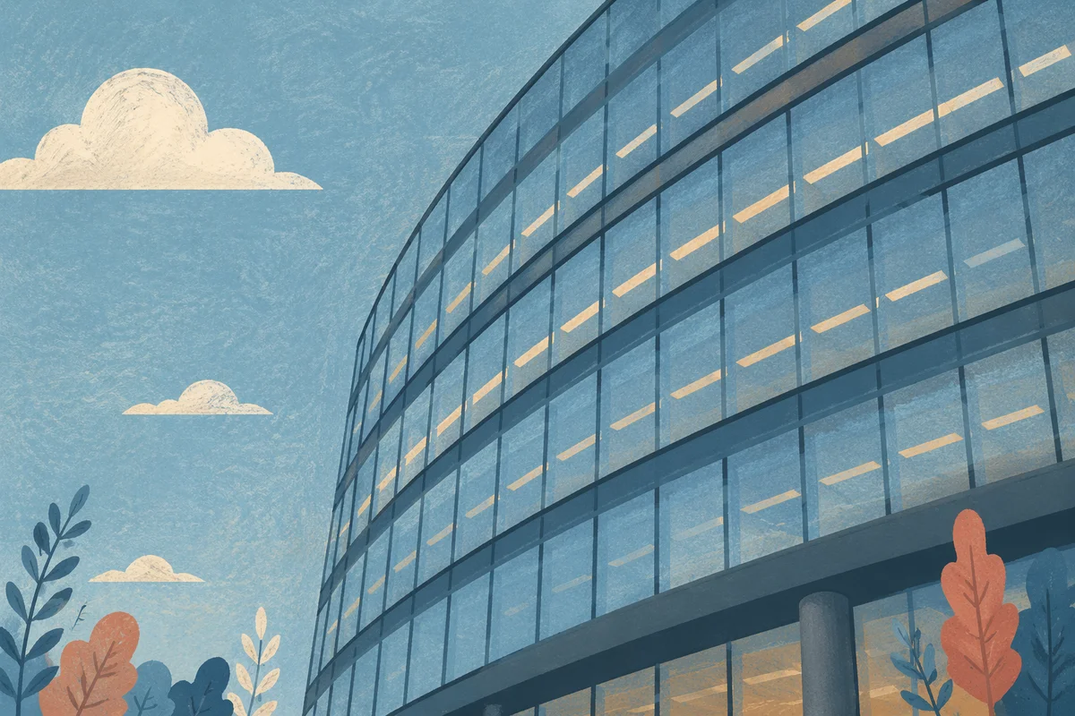 Modern Curved Glass Office Building Exterior