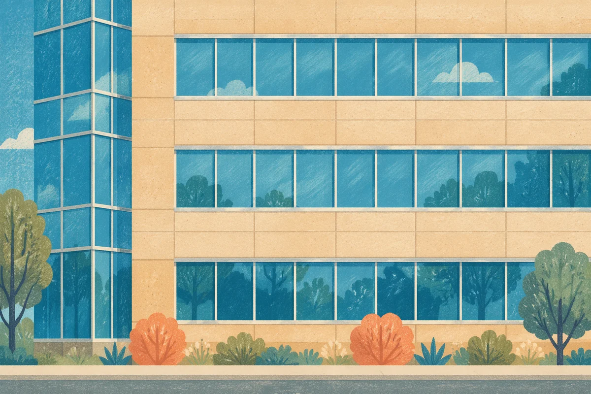 Modern Glass Office Facade in Daylight
