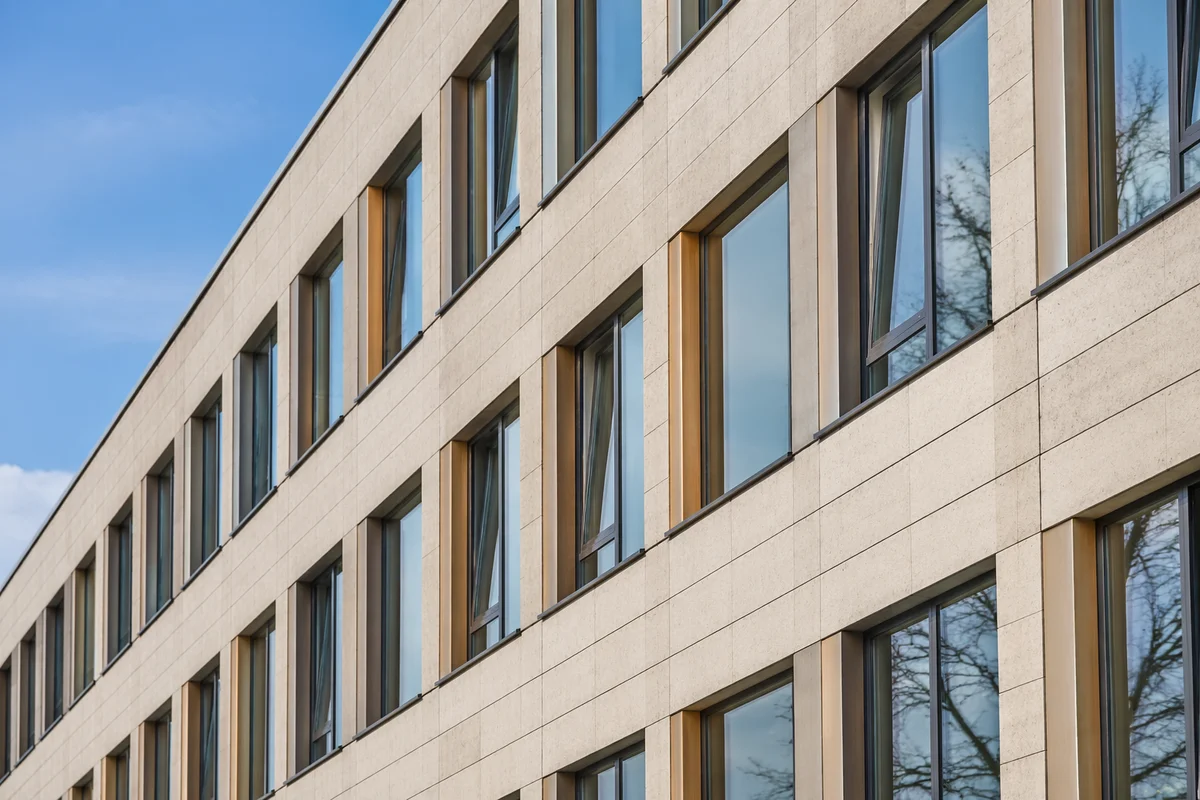 Modern Glass Office Facade in Daylight