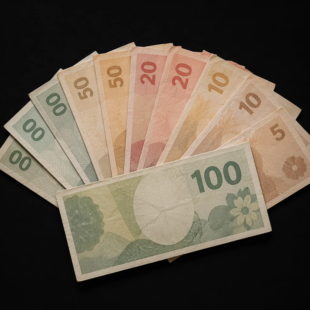 Fan Shaped Cash Bills on Black