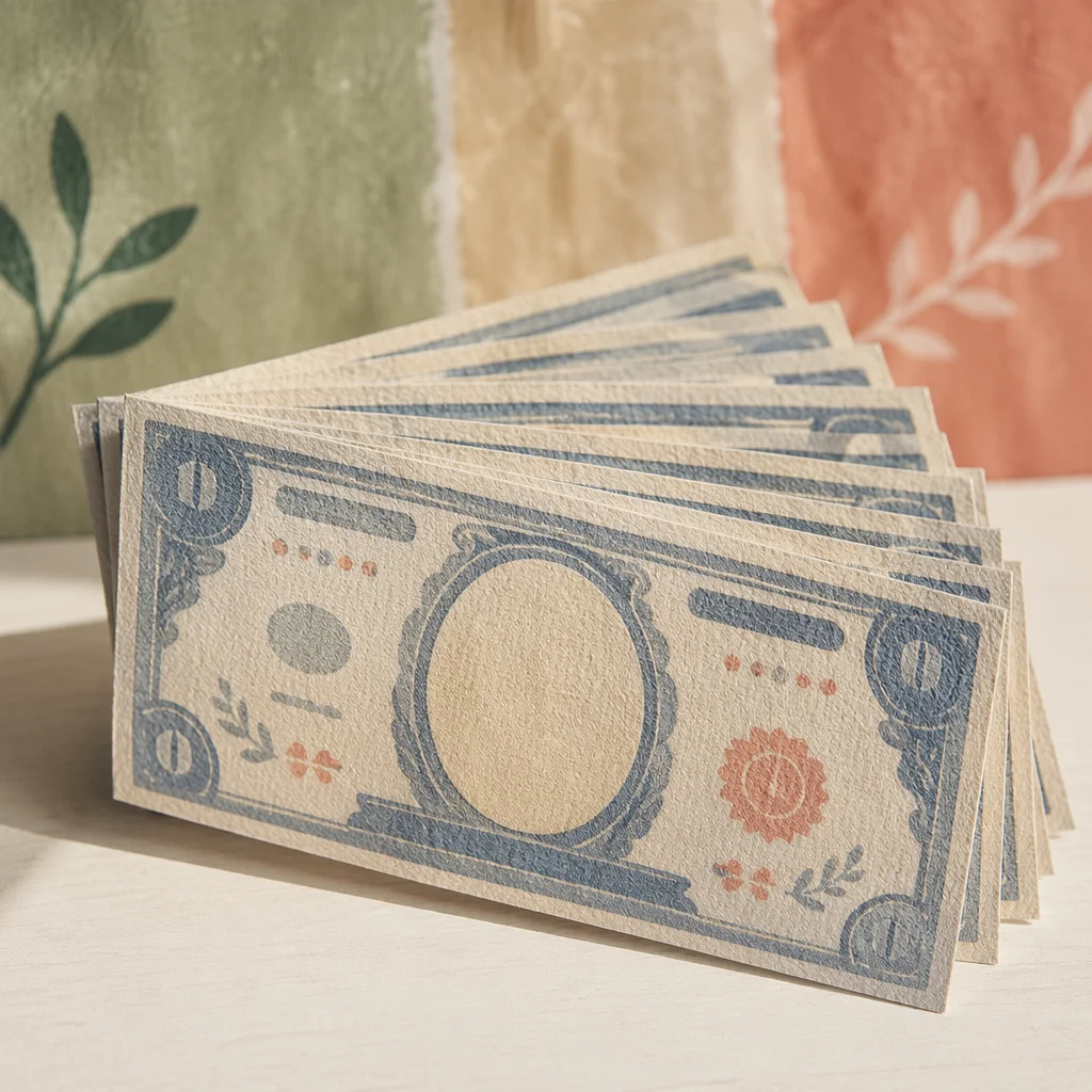 Generic Dollar Bills on White Tabletop