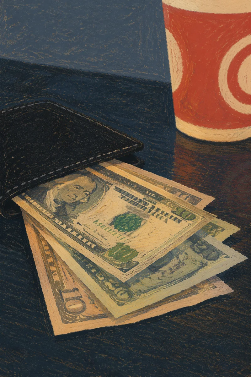 Moody Dollar Bills on Dark Tabletop