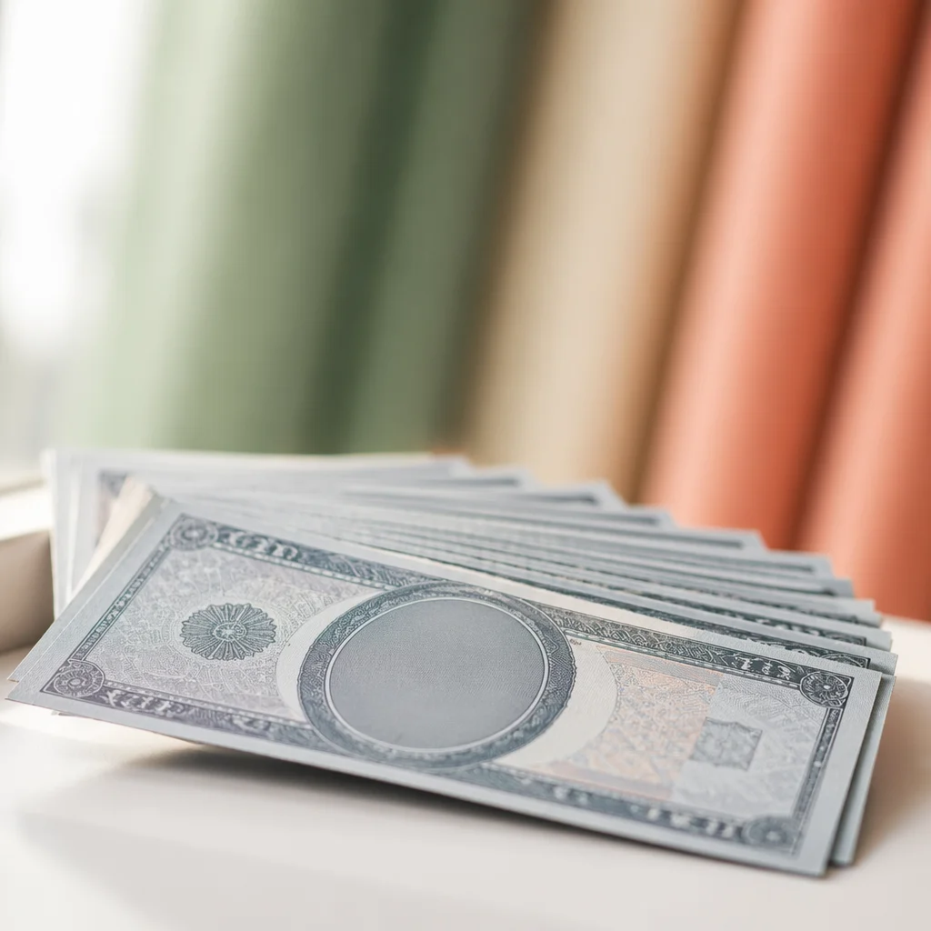 Fanned Prop Dollar Bills on White Table